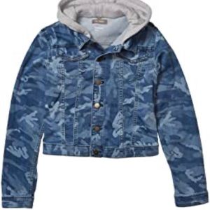 Boys' Manning Camo Print Hooded Denim Jacket